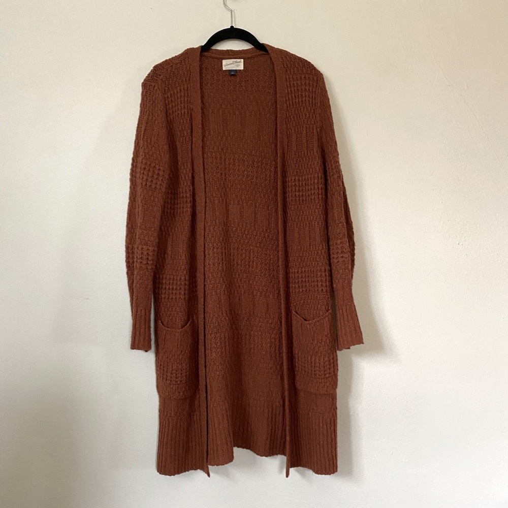 Universal Thread, long red/burnt orange cardigan. Small.